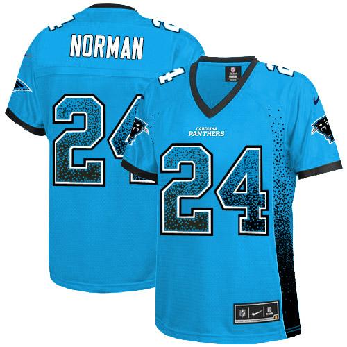  Panthers #24 Josh Norman Blue Alternate Women's Stitched NFL Elite Drift Fashion Jersey