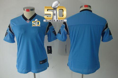 Panthers Blank Blue Alternate Super Bowl 50 Women's Stitched NFL Limited Jersey