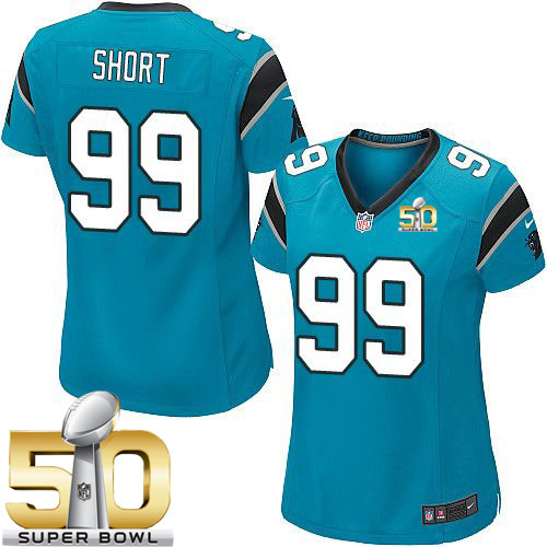  Panthers #99 Kawann Short Blue Alternate Super Bowl 50 Women's Stitched NFL Elite Jersey