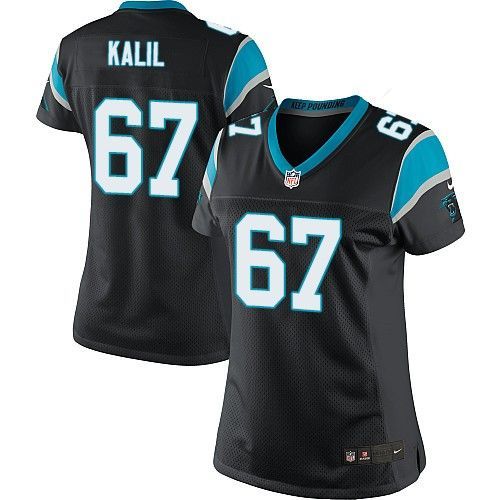  Panthers #67 Ryan Kalil Black Team Color Women's Stitched NFL Elite Jersey