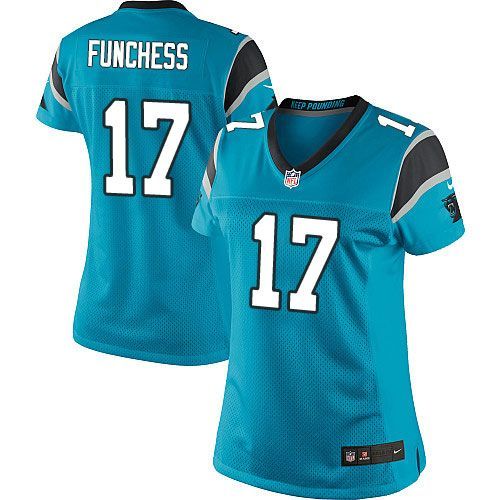  Panthers #17 Devin Funchess Blue Alternate Women's Stitched NFL Elite Jersey