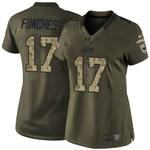  Panthers #17 Devin Funchess Green Women's Stitched NFL Limited Salute to Service Jersey