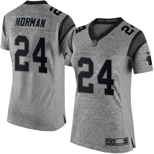  Panthers #24 Josh Norman Gray Women's Stitched NFL Limited Gridiron Gray Jersey