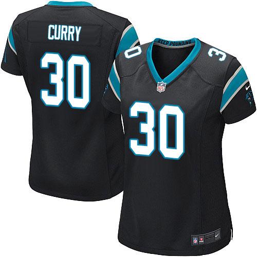  Panthers #30 Stephen Curry Black Team Color Women's Stitched NFL Elite Jersey