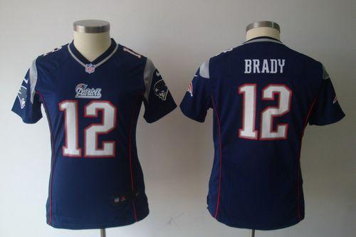  Patriots #12 Tom Brady Navy Blue Team Color Women's NFL Game Jersey