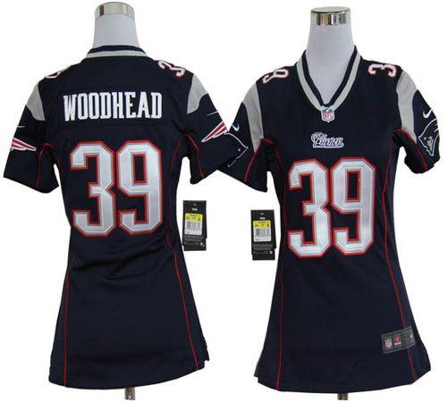  Patriots #39 Danny Woodhead Navy Blue Team Color Women's Stitched NFL Elite Jersey