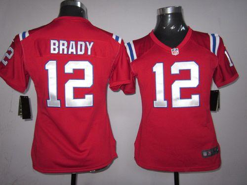  Patriots #12 Tom Brady Red Alternate Women's Stitched NFL Elite Jersey