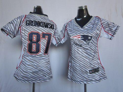  Patriots #87 Rob Gronkowski Zebra Women's Stitched NFL Elite Jersey