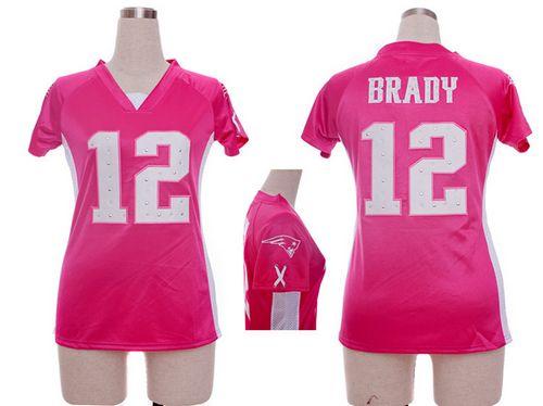  Patriots #12 Tom Brady Pink Draft Him Name & Number Top Women's Stitched NFL Elite Jersey