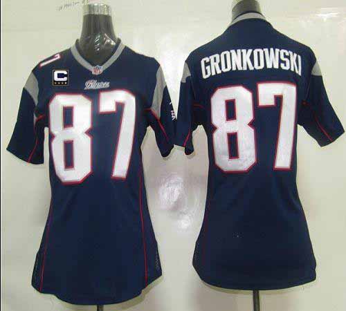  Patriots #87 Rob Gronkowski Navy Blue Team Color With C Patch Women's Stitched NFL Elite Jersey