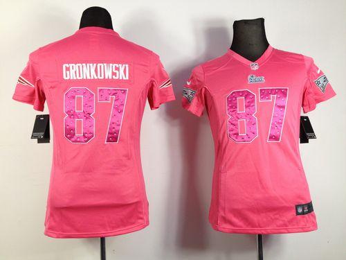  Patriots #87 Rob Gronkowski Pink Sweetheart Women's Stitched NFL Elite Jersey