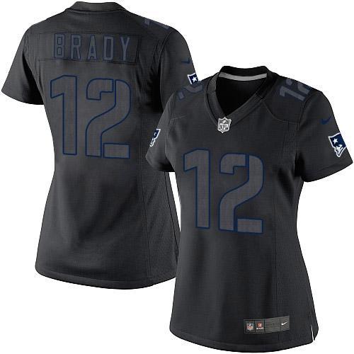  Patriots #12 Tom Brady Black Impact Women's Stitched NFL Limited Jersey