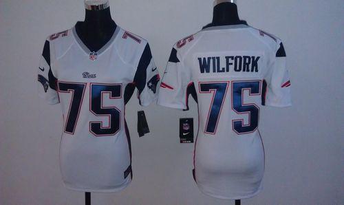  Patriots #75 Vince Wilfork White Women's Stitched NFL Elite Jersey