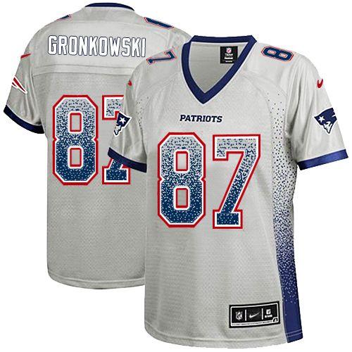  Patriots #87 Rob Gronkowski Grey Women's Stitched NFL Elite Drift Fashion Jersey