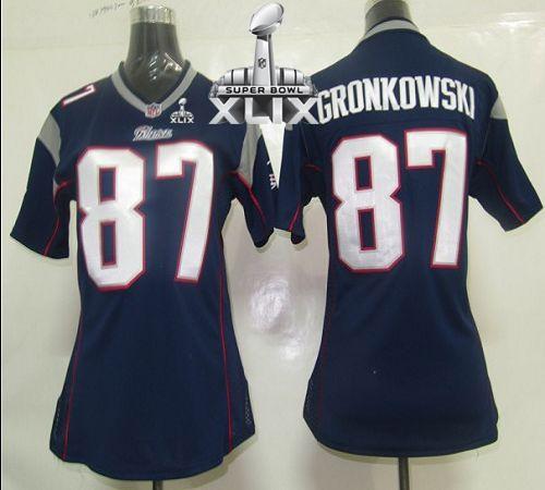  Patriots #87 Rob Gronkowski Navy Blue Team Color Super Bowl XLIX Women's Stitched NFL Elite Jersey