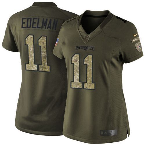  Patriots #11 Julian Edelman Green Women's Stitched NFL Limited Salute to Service Jersey