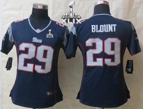  Patriots #29 LeGarrette Blount Navy Blue Team Color Super Bowl XLIX Women's Stitched NFL Elite Jersey