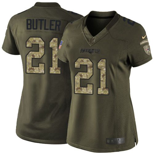  Patriots #21 Malcolm Butler Green Women's Stitched NFL Limited Salute to Service Jersey
