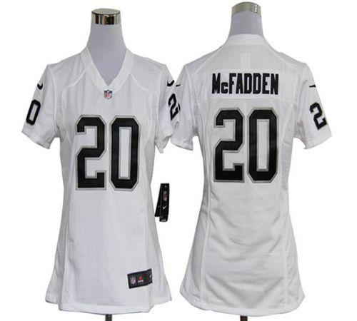  Raiders #20 Darren McFadden White Women's Stitched NFL Elite Jersey