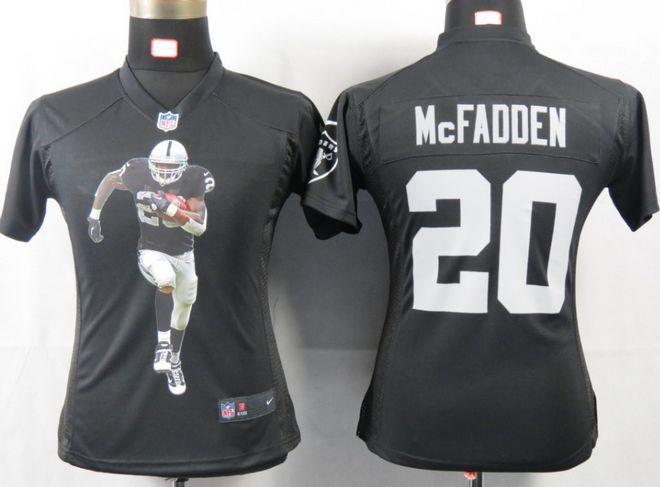  Raiders #20 Darren McFadden Black Team Color Women's Portrait Fashion NFL Game Jersey