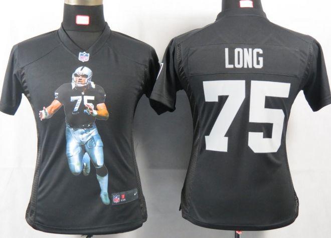  Raiders #75 Howie Long Black Team Color Women's Portrait Fashion NFL Game Jersey