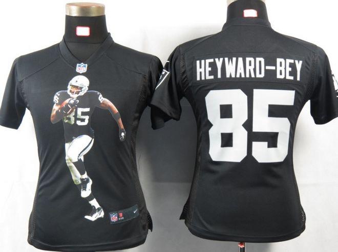  Raiders #85 Darrius Heyward Bey Black Team Color Women's Portrait Fashion NFL Game Jersey