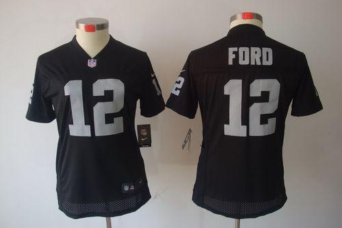  Raiders #12 Jacoby Ford Black Team Color Women's Stitched NFL Limited Jersey