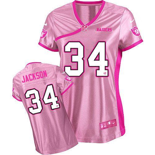  Raiders #34 Bo Jackson Pink Women's Be Luv'd Stitched NFL Elite Jersey