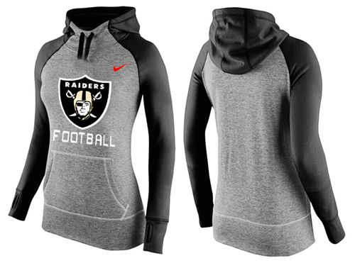 Women's  Oakland Raiders Performance Hoodie Grey & Black_1