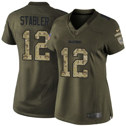  Raiders #12 Kenny Stabler Green Women's Stitched NFL Limited Salute to Service Jersey