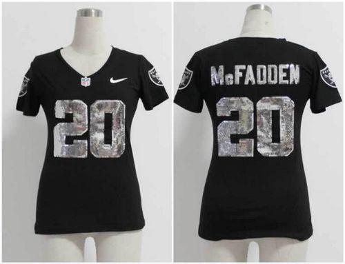  Raiders #20 Darren McFadden Black Team Color Women's Stitched NFL Elite Handwork Sequin Lettering Jersey