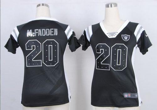  Raiders #20 Darren McFadden Black Team Color Women's Stitched NFL Elite Draft Him Shimmer Jersey