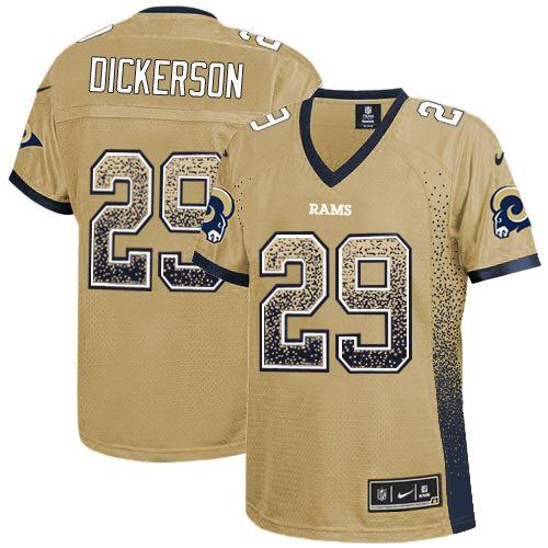  Rams #29 Eric Dickerson Gold Women's Stitched NFL Elite Drift Fashion Jersey