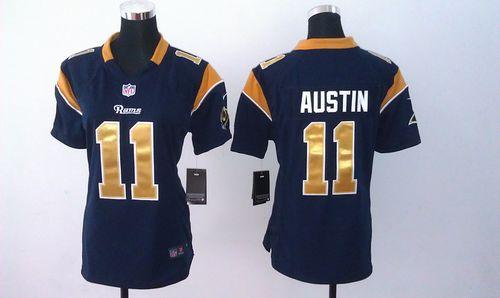 Rams #11 Tavon Austin Navy Blue Team Color Women's Stitched NFL Elite Jersey