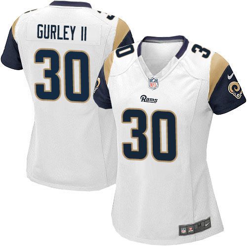  Rams #30 Todd Gurley II White Women's Stitched NFL Elite Jersey