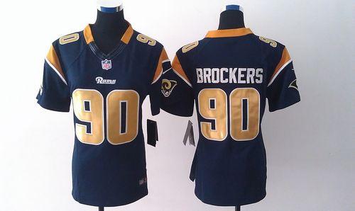  Rams #90 Michael Brockers Navy Blue Team Color Women's Stitched NFL Limited Jersey