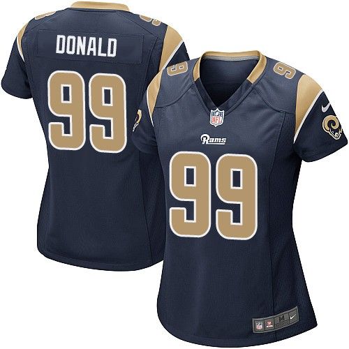  Rams #99 Aaron Donald Navy Blue Team Color Women's Stitched NFL Elite Jersey