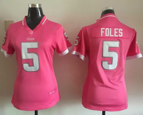  Rams #5 Nick Foles Pink Women's Stitched NFL Elite Bubble Gum Jersey
