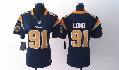  Rams #91 Chris Long Navy Blue Team Color Women's Stitched NFL Limited Jersey