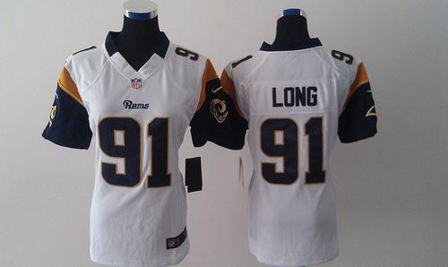  Rams #91 Chris Long White Women's Stitched NFL Limited Jersey