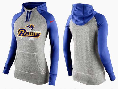 Women's  St.Louis Rams Performance Hoodie Grey & Blue_1