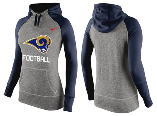 Women's  St.Louis Rams Performance Hoodie Grey & Dark Blue