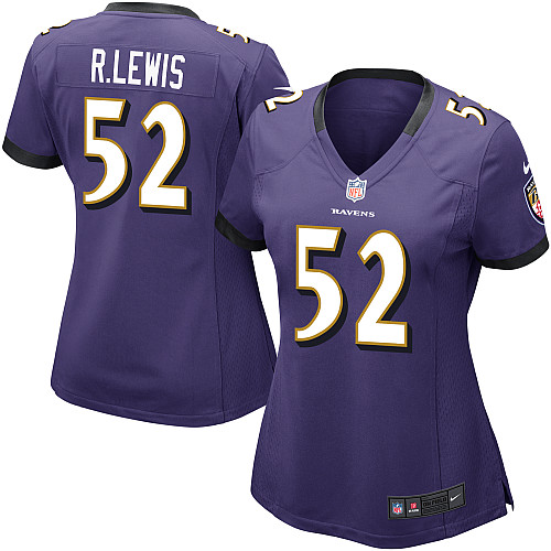  Ravens #52 R.Lewis Purple Team Color Women's NFL Game Jersey