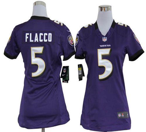  Ravens #5 Joe Flacco Purple Team Color Women's Stitched NFL Elite Jersey