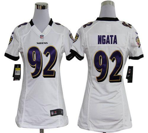  Ravens #92 Haloti Ngata White Women's Stitched NFL Elite Jersey