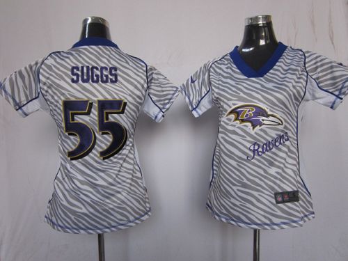  Ravens #55 Terrell Suggs Zebra Women's Stitched NFL Elite Jersey