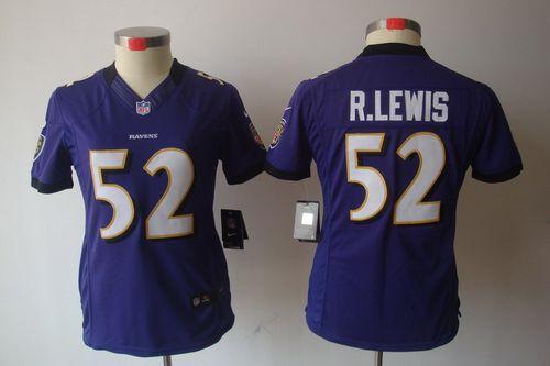  Ravens #52 Ray Lewis Purple Team Color Women's Stitched NFL Limited Jersey