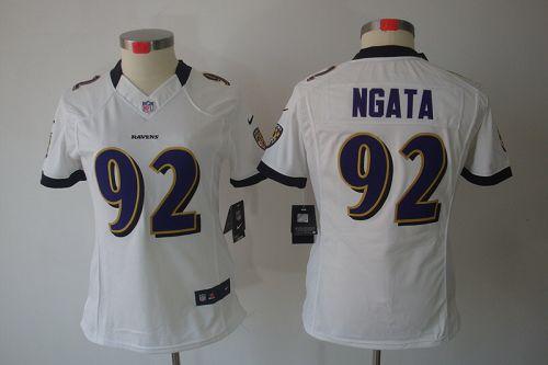  Ravens #92 Haloti Ngata White Women's Stitched NFL Limited Jersey