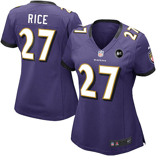  Ravens #27 Ray Rice Purple Team Color With Art Patch Women's NFL Game Jersey