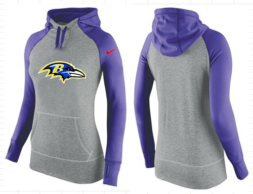 Women's  Baltimore Ravens Performance Hoodie Grey & Purple_2